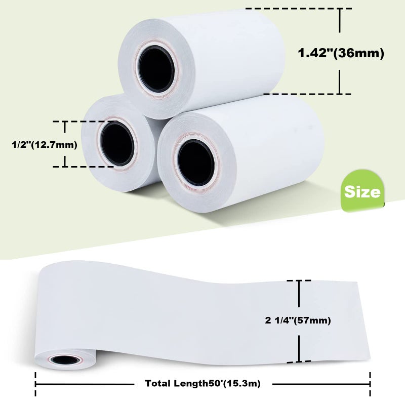 MFLABEL Thermal POS Receipt Paper Rolls - 2 1/4" x 50' (57mm x 15.3m) - 200 Rolls Bulk Pack - High Sensitivity Thermal Paper for Cash Registers, Credit Card Machines & POS Systems - 1/2" Core - Image 2